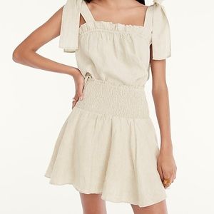 NWT J Crew Linen Smocked Mini Skirt